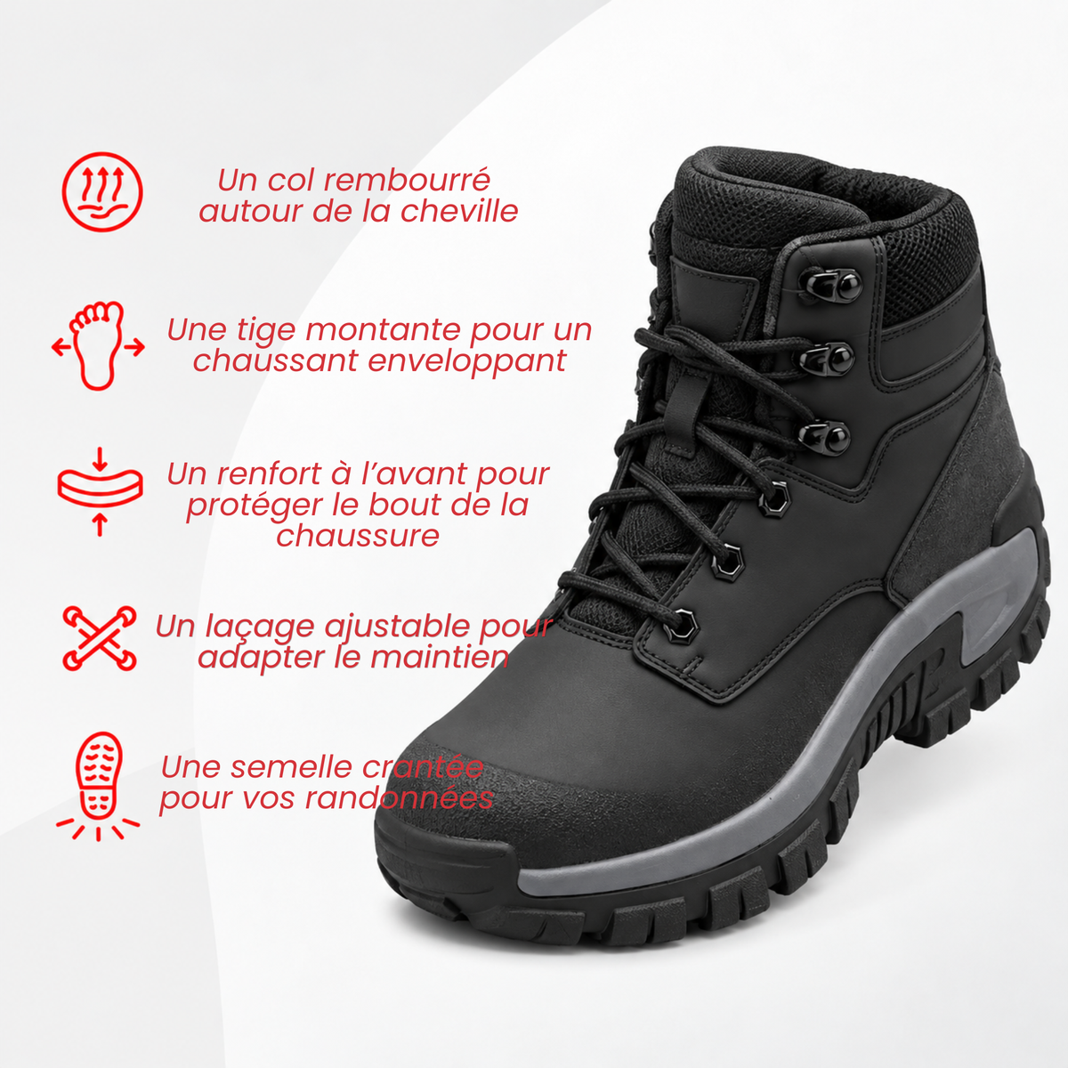 Chaussures de randonnée hautes — Confort enveloppant